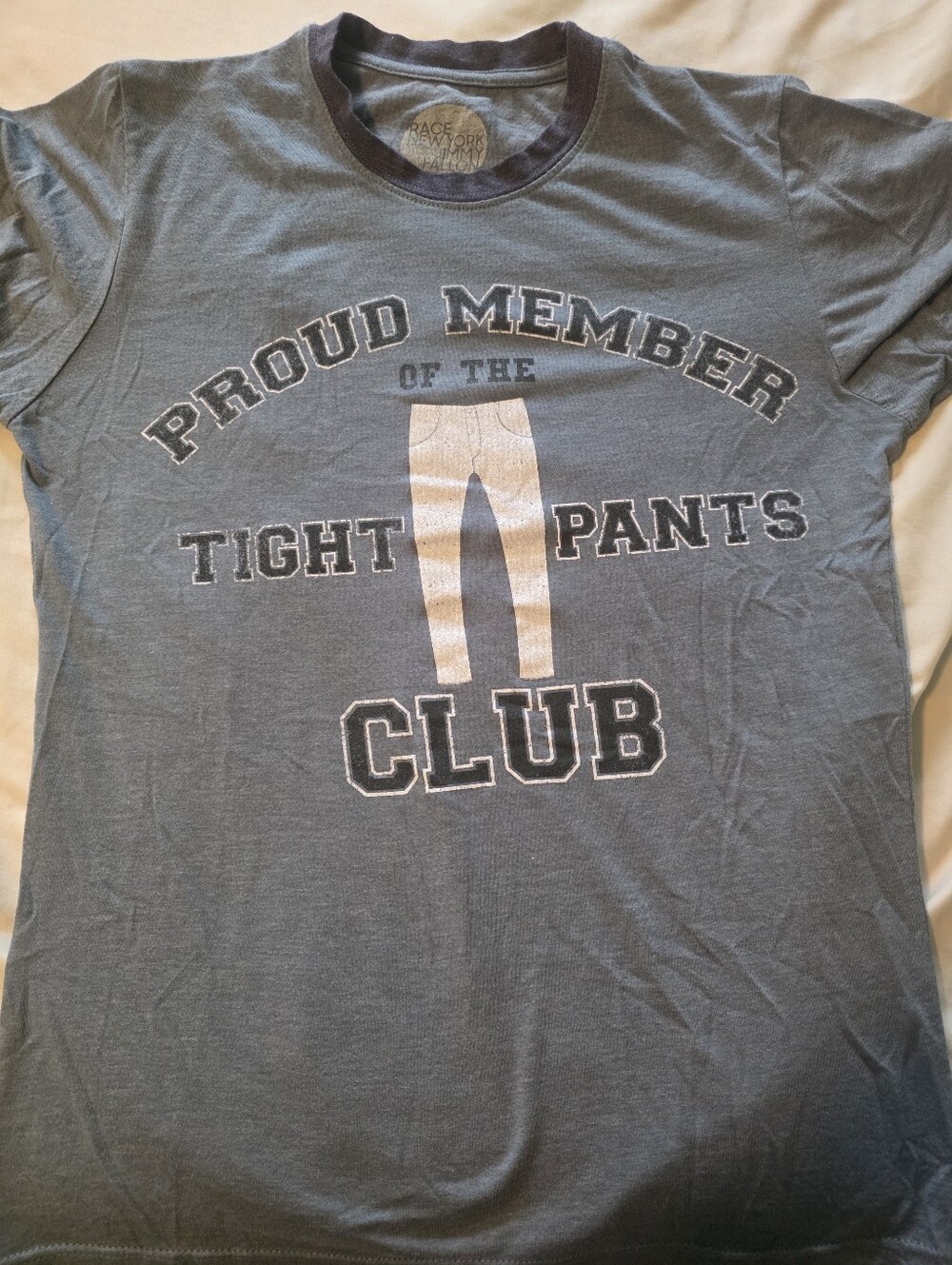 Proud Member Tight Pants Club Graphic Tee - Slate Blue Crewneck